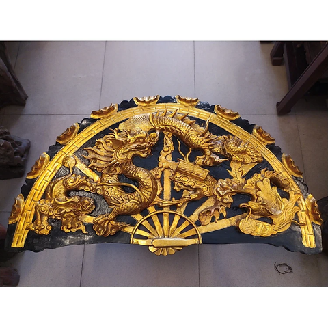 Quạt tứ linh - Quạt  gỗ treo tường - Quạt gỗ tứ linh - Quạt gỗ sà cừ.