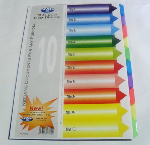 Chia file nhựa 10 lá,12 lá