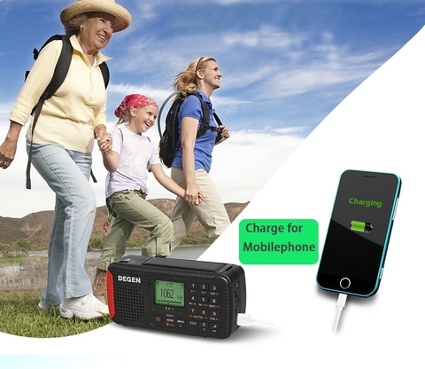 ĐÀI RADIO NGHE NHẠC MP3 ĐA BĂNG TẦN BÁO ĐỘNG KHẨN CẤP ,năng lượng mặt trời DEGEN CY-1