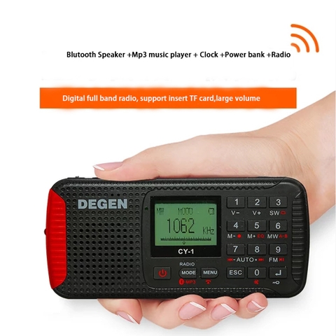 ĐÀI RADIO NGHE NHẠC MP3 ĐA BĂNG TẦN BÁO ĐỘNG KHẨN CẤP ,năng lượng mặt trời DEGEN CY-1