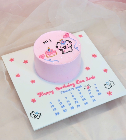 Bánh sinh nhật vẽ mèo siêu đáng yêu