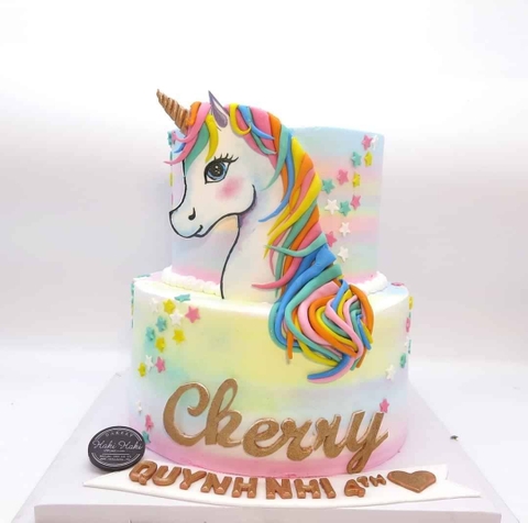 Bánh 2 tầng Unicorn sinh nhật bé Cherry