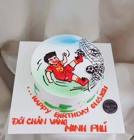 Bánh kem vẽ hình đá bóng