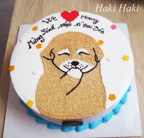 Bánh kem vẽ hình cún sinh nhật bé