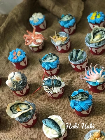 Cupcake các sinh nhật biển, cupcake tạo hình hải sản
