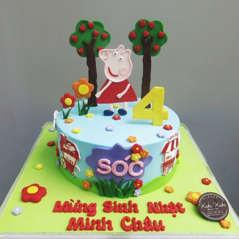 Bánh kem trang trí chủ đề heo Peppa sinh nhật bé Sóc