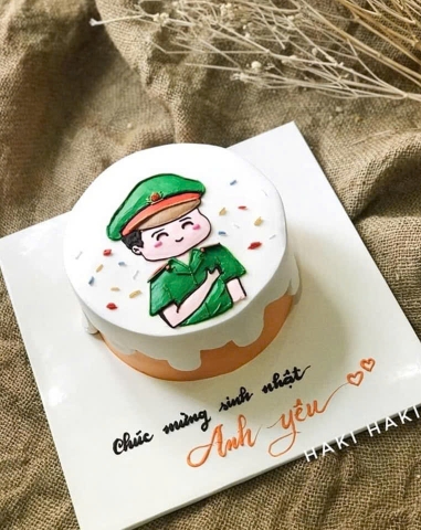 Bánh kem vẽ hình Công An tặng người yêu