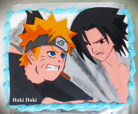 Bánh kem vẽ hình Naruto và Sasuke