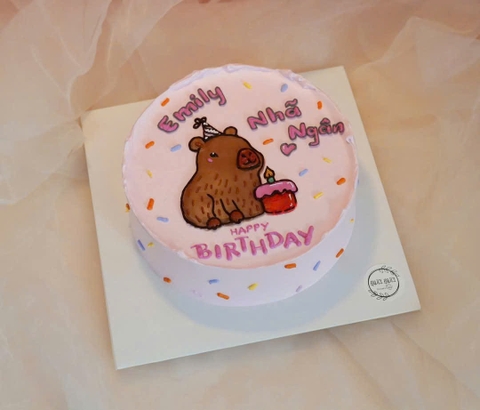 Bánh kem vẽ hình Capybara mừng sinh nhật Nhã Ngân