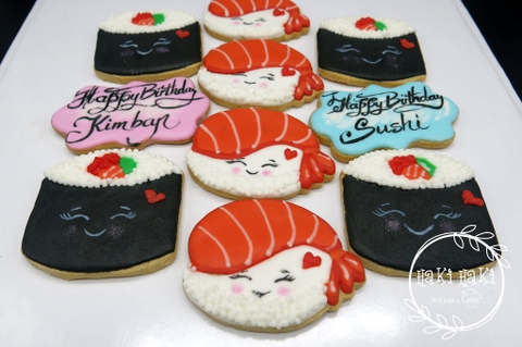 Cookies vẽ hình sushi, cơm cuộn tặng bạn