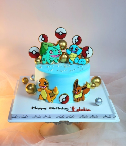 Bánh sinh nhật trang trí cookies vẽ hình các Pokemon