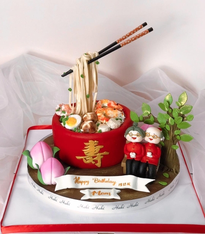 Bánh mừng thọ tạo hình ông bà theo yêu cầu