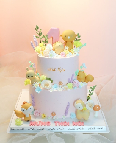 Bánh kem 2 tầng thôi nôi bé Khánh Ngân