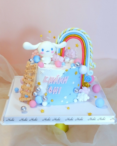 Bánh sinh nhật trang trí Cinnamoroll tone xanh