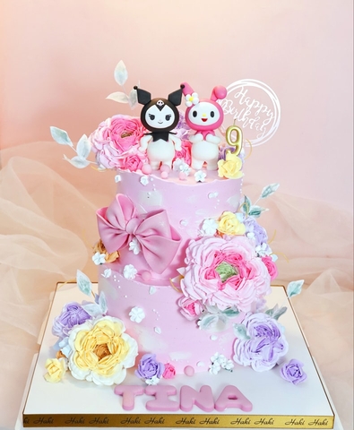 Bánh sinh nhật 2 tầng tạo hình Melody và Kuromi