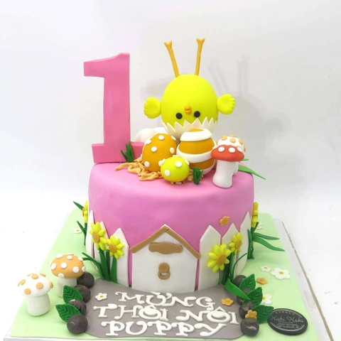 Bánh fondant thôi nôi bé gà tinh nghịch