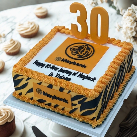 Bánh kem trang trí logo mừng sinh nhật công ty