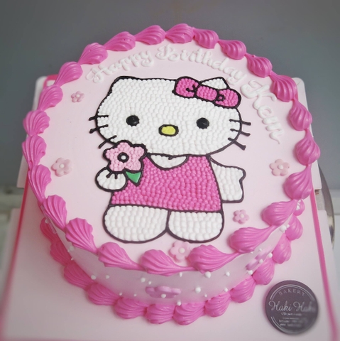 Bánh kem vẽ Kitty màu hồng tặng bé gái