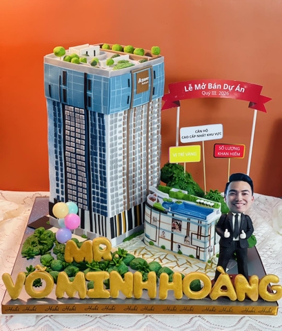 Bánh kem trang trí tòa nhà cho lễ mở bán dự án