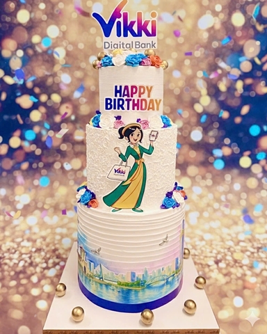 Bánh kem 3 tầng mừng sinh nhật VIKKI