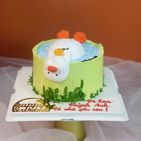 Bánh sinh nhật trang trí chú vịt siêu dễ thương
