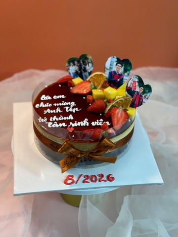 Flan trang trí trái cây và in hình giấy ảnh
