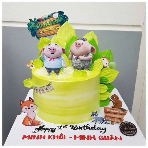 Bánh sinh nhật trang trí in hình chủ đề sinh nhật bé tuổi hợi