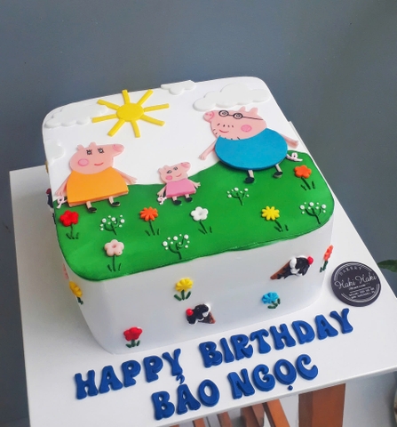 Bánh sinh nhật trang trí gia đình heo Peppa 2D