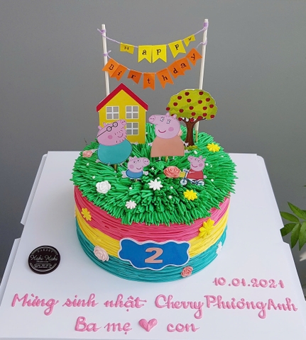 Bánh sinh nhật trang trí in hình gia đình heo Peppa