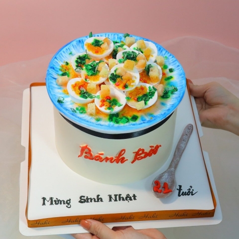 Bánh sinh nhật trang trí dĩa bánh bèo
