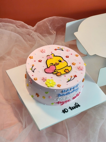Bánh sinh nhật vẽ hình gà con cho bé