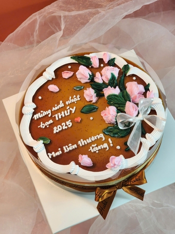 Flan gateaux trang trí hoa tặng bạn