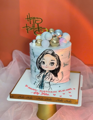 Bánh sinh nhật vẽ hình chibi tặng vợ