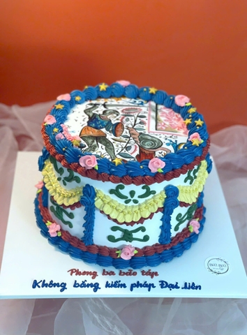 Bánh kem vintage vẽ hình cổ điển