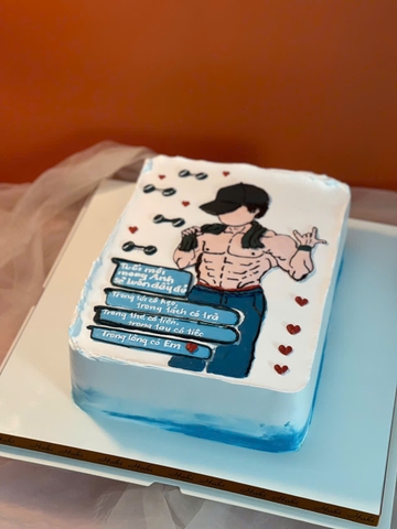 Bánh kem trang trí vẽ hình body sáu múi