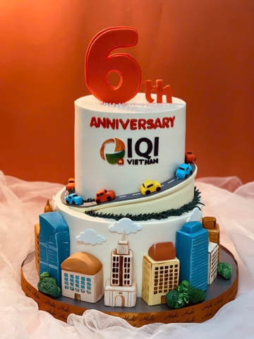 Bánh kem 2 tầng trang trí theo yêu cầu mừng sinh nhật công ty