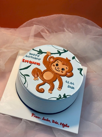 Bánh kem vẽ hình chú khỉ
