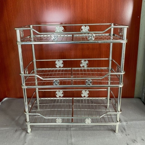 trạn inox 3 tầng bát đĩa 201 siêu dầy hoa trạn cốc chén 3 tầng 50,60,70 cm Sendo