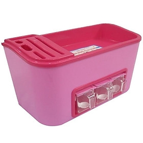 Khay để đồ nhà bếp Nhựa Việt Nhật No.5758 có chỗ để dao thớt,  Khay dụng cụ đa năng tiện dụng - VÀNG