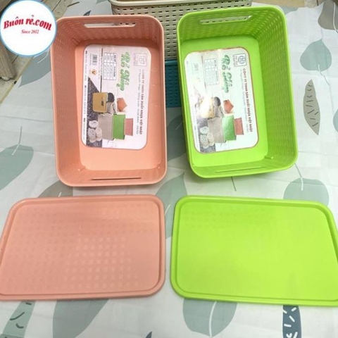 Giỏ nhựa có nắp Hàn Quốc 3 size Việt Nhật, giỏ đựng đồ đa năng tiết kiệm không gian (3386-3387-3388) - Buôn rẻ 01256