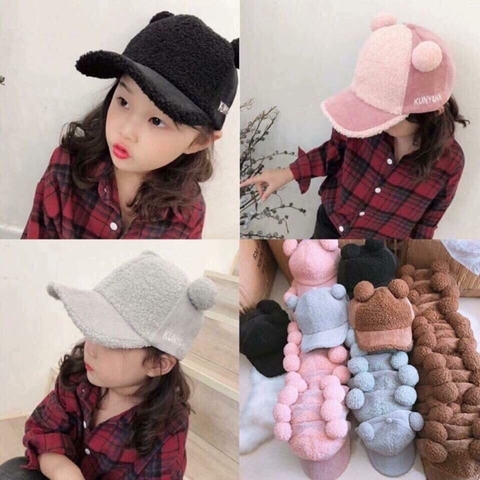 Mũ Lưỡi Trai Lông Cừu 2 Tai Kute