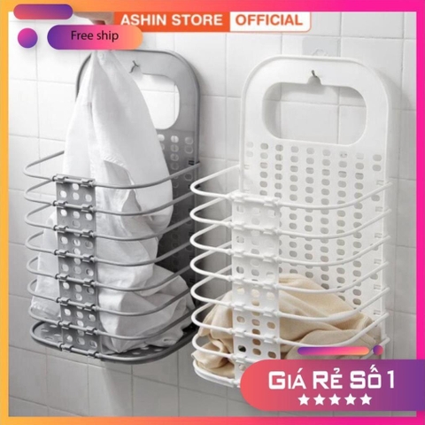 Giỏ nhựa đựng quần áo và đồ dùng sinh hoạt treo tường có thể gấp gọn (MS05)