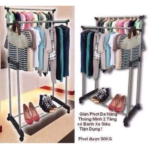 Giàn Phơ Quần Áo 2 Tầng Inox