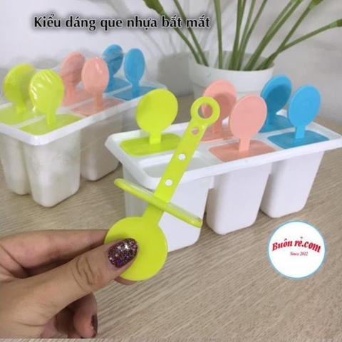Khuôn làm kem 6 que nhựa Việt Nhật, khuôn kem có nắp tay cầm nhiều màu sắc (5616-5617) -Buôn rẻ 01230
