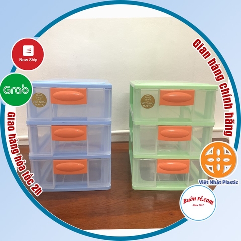 Tủ nhựa mini 3 tầng Việt Nhật (MS: 3683) -Tủ mini để bàn đựng mỹ phẩm, đồ dùng đa năng -br 01352