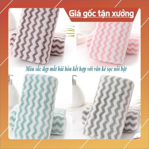 sale Khăn Mặt Lông Cừu Xuất Hàn Vân Kẻ Sọc sale