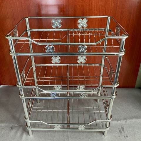 KỆ CHÉN INOX NHIỀU TẦNG- 3-5 TẦNG LOẠI CÓ DĨA DÀI 60CM -aladanhcom