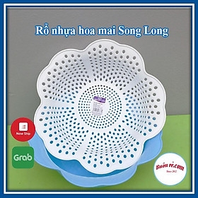 Rổ nhựa hoa mai Song Long - Việt Nhật chất liệu nhựa PP an toàn bm 3395-1 - Màu xanh dương nhạt
