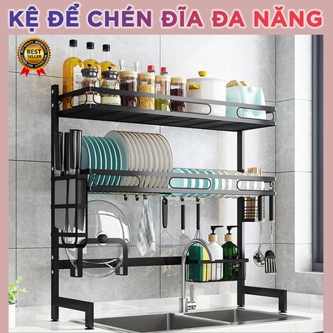 Kệ để bát đĩa, đũa thìa , hộp gia vị sơn đen tĩnh điện cao cấp Sendo