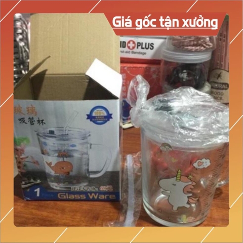 { GIÁ HỦY DIỆT} CỐC PHA SỮA THUỶ TINH CHIA VẠCH SIÊU TIỆN LỢI CÓ NẮP VÀ ỐNG HÚT CHO BÉ
